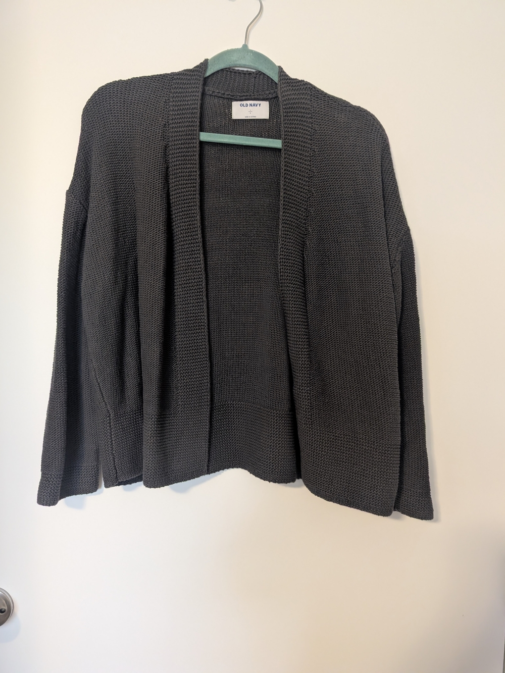 Old Navy Charcoal Grey Open Front Cardigan Size L Textured Knit Sweater